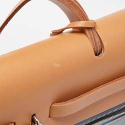 Hermes Natural/Bleu Lin Vache Hunter and Canvas Herbag Zip 39 Bag
