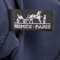 Hermes Navy Blue/Brown Canvas Fourre Tout Briefcase Bag