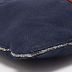 Hermes Navy Blue/Brown Canvas Fourre Tout Briefcase Bag