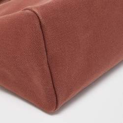Pre Owned Hermes Maroon Vache Leather and Canvas Herbag Cabas MM Tote