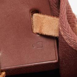 Pre Owned Hermes Maroon Vache Leather and Canvas Herbag Cabas MM Tote