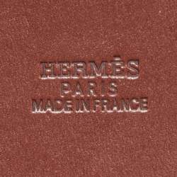 Pre Owned Hermes Maroon Vache Leather and Canvas Herbag Cabas MM Tote