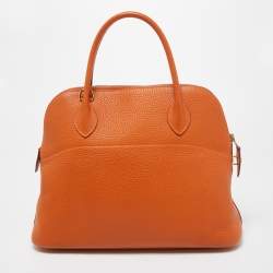 Pre Owned Hermes Orange Togo Leather Bolide 31 Bag