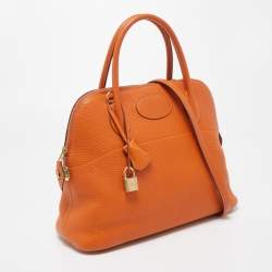 Pre Owned Hermes Orange Togo Leather Bolide 31 Bag