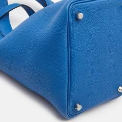 Hermes Blue Azur Togo Leather Picotin Lock 18 Bag