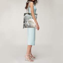 Hermes Green Printed Silk Tote