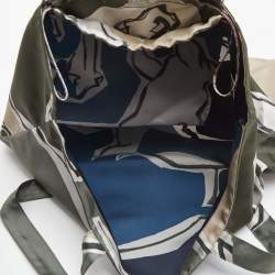 Hermes Green Printed Silk Tote