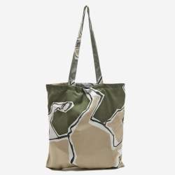 Hermes Green Printed Silk Tote