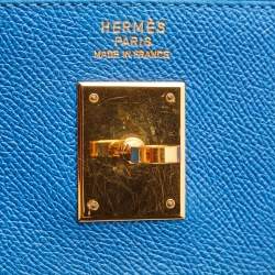 Hermès Cobalt Courchevel Leather Gold Finish Kelly Retourne 35 Bag