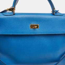 Hermès Cobalt Courchevel Leather Gold Finish Kelly Retourne 35 Bag
