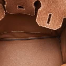 Hermes Gold Taurillon Clemence Leather Gold Finish Birkin 30 Bag