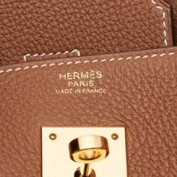Hermes Gold Taurillon Clemence Leather Gold Finish Birkin 30 Bag