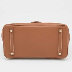 Hermes Gold Taurillon Clemence Leather Gold Finish Birkin 30 Bag