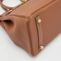 Hermes Gold Taurillon Clemence Leather Gold Finish Birkin 30 Bag