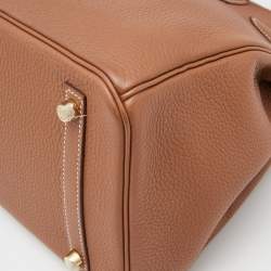 Hermes Gold Taurillon Clemence Leather Gold Finish Birkin 30 Bag