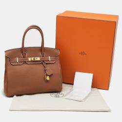 Hermes Gold Taurillon Clemence Leather Gold Finish Birkin 30 Bag