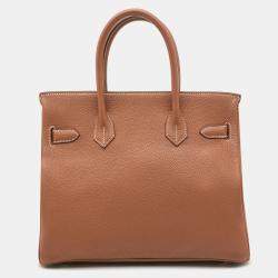 Hermes Gold Taurillon Clemence Leather Gold Finish Birkin 30 Bag