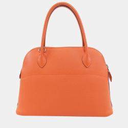 Pre Owned Hermes Orange Epsom Leather Bolide 27 Handbag 