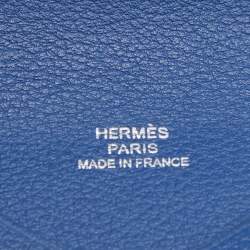 Pre Owned Hermes Deep Bleu Chevre Mysore Leather Calvi Card Holder