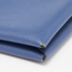 Pre Owned Hermes Deep Bleu Chevre Mysore Leather Calvi Card Holder