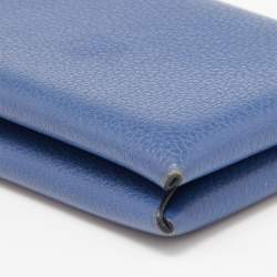 Pre Owned Hermes Deep Bleu Chevre Mysore Leather Calvi Card Holder