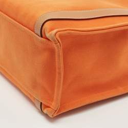 Hermes Orange/Natural Canvas and Leather Cabalicol Bag