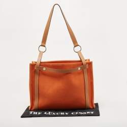 Hermes Orange/Natural Canvas and Leather Cabalicol Bag