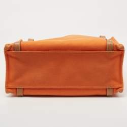 Hermes Orange/Natural Canvas and Leather Cabalicol Bag