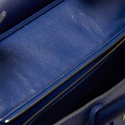 Pre Owned Hermes Blue Saphir Epsom Leather Gold Finish Birkin 30 Bag