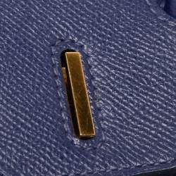 Pre Owned Hermes Blue Saphir Epsom Leather Gold Finish Birkin 30 Bag