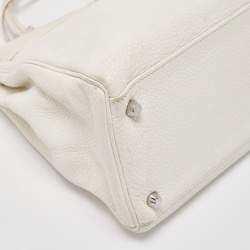Hermès Blanc  Taurillon Clemence Leather Palladium Finish Kelly Retourne 35 Bag