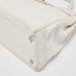Hermès Blanc  Taurillon Clemence Leather Palladium Finish Kelly Retourne 35 Bag