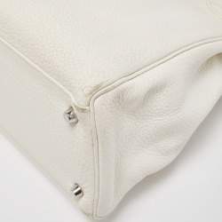 Hermès Blanc  Taurillon Clemence Leather Palladium Finish Kelly Retourne 35 Bag