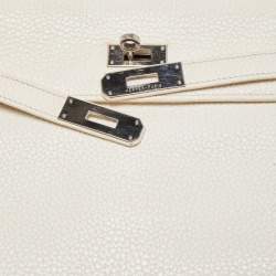 Hermès Blanc  Taurillon Clemence Leather Palladium Finish Kelly Retourne 35 Bag