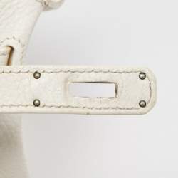 Hermès Blanc  Taurillon Clemence Leather Palladium Finish Kelly Retourne 35 Bag