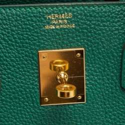 Hermes Malachite Togo Leather Gold Finish Birkin 30 Bag