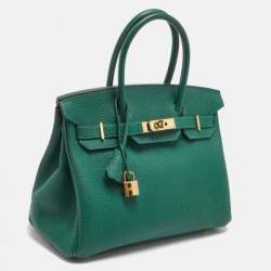 Hermes Malachite Togo Leather Gold Finish Birkin 30 Bag