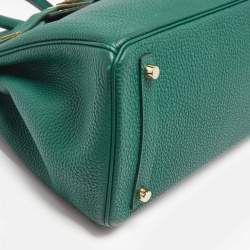 Hermes Malachite Togo Leather Gold Finish Birkin 30 Bag