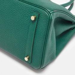Hermes Malachite Togo Leather Gold Finish Birkin 30 Bag