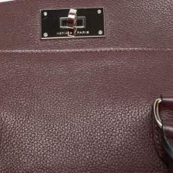 Pre Owned Hermes Bordeaux Evercolor Leather Palladium Finish Toolbox 20 Bag