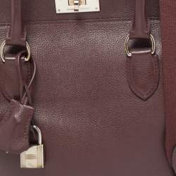 Pre Owned Hermes Bordeaux Evercolor Leather Palladium Finish Toolbox 20 Bag