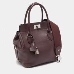 Pre Owned Hermes Bordeaux Evercolor Leather Palladium Finish Toolbox 20 Bag