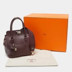 Pre Owned Hermes Bordeaux Evercolor Leather Palladium Finish Toolbox 20 Bag
