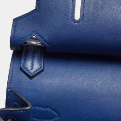 Hermes Blue Saphir Swift Leather Palladium Finish Jypsiere 28 Bag
