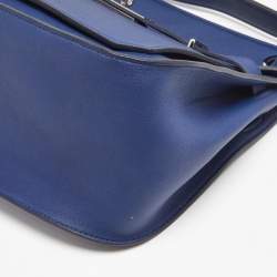Hermes Blue Saphir Swift Leather Palladium Finish Jypsiere 28 Bag