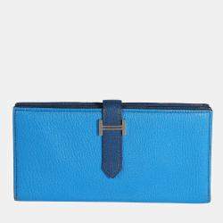 Hermes Bleu Izmir & Bleu Saphir Chévre Leather Bearn Wallet PHW