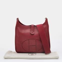 Hermes Rouge Garance Clemence Leather Evelyne III GM Bag