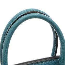 Pre Owned Hermes Birkin 25 Handbag Togo Blue Jean Silver metal fittings M stamp