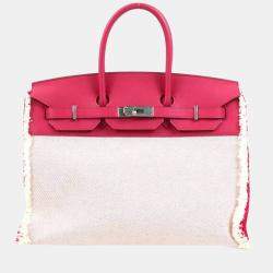 Hermes Handbag Birkin Frey 35 Vaux Swift/Twill Ash Framboise Unisex