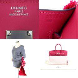 Hermes Handbag Birkin Frey 35 Vaux Swift/Twill Ash Framboise Unisex